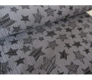 Double Gauze Musselin Sterne grau rauchblau mint